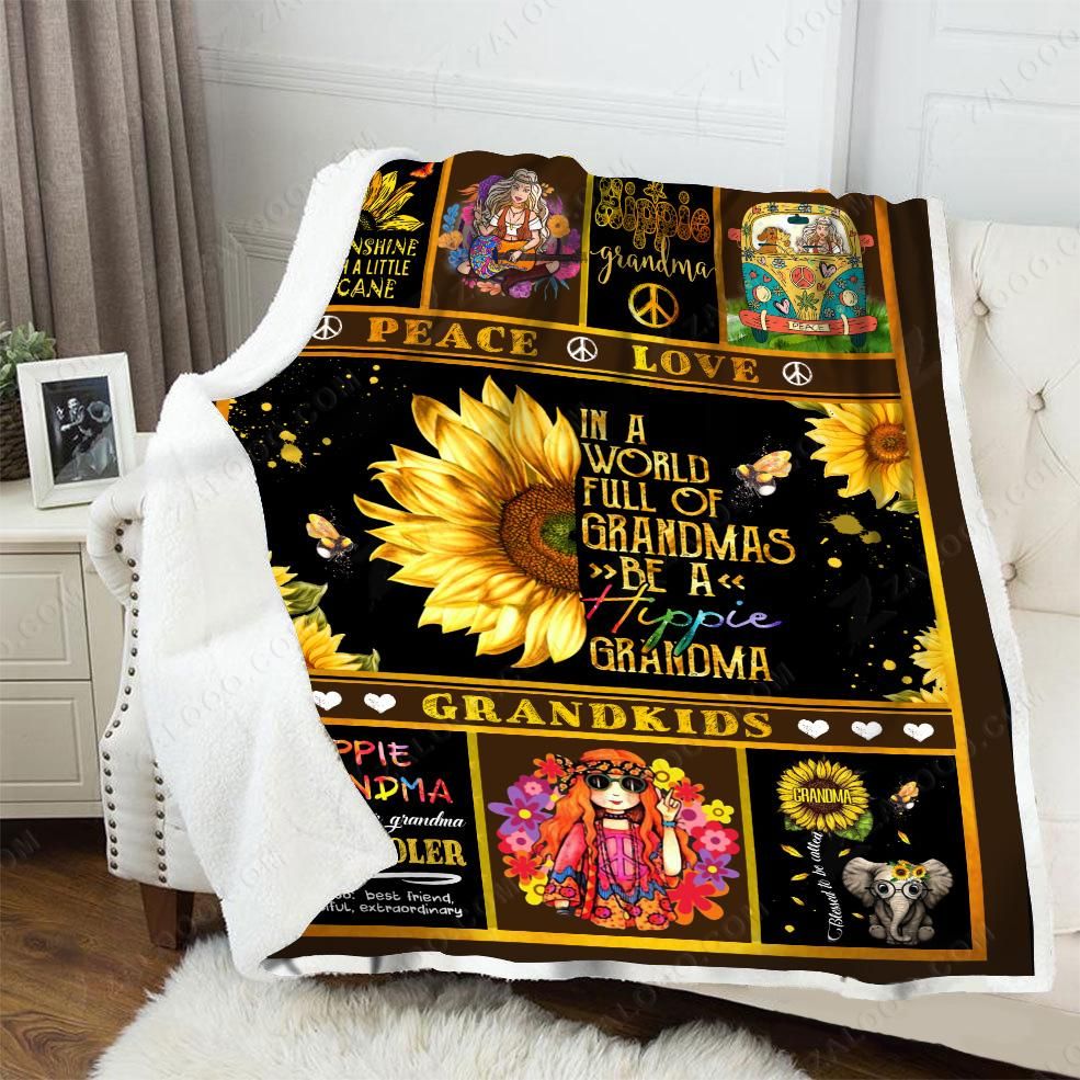 Hippie Grandma Fleece Blanket