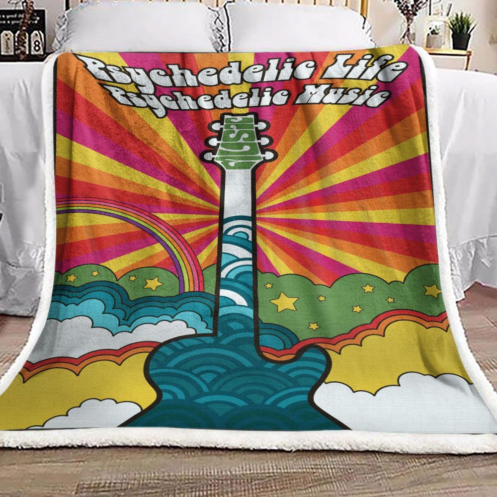 Hippie Guitar Sherpa Fleece Blanket