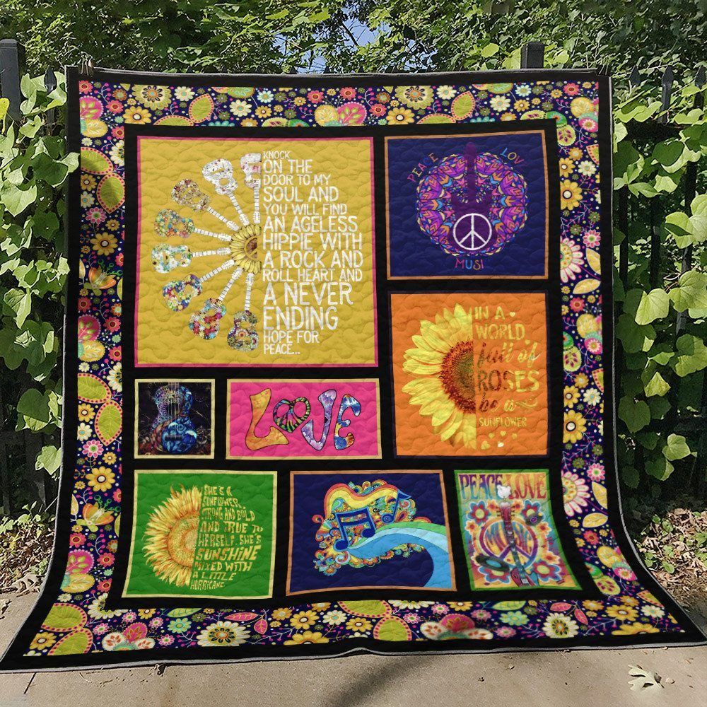 Hippie Guitar HN130726 Quilt Blanket