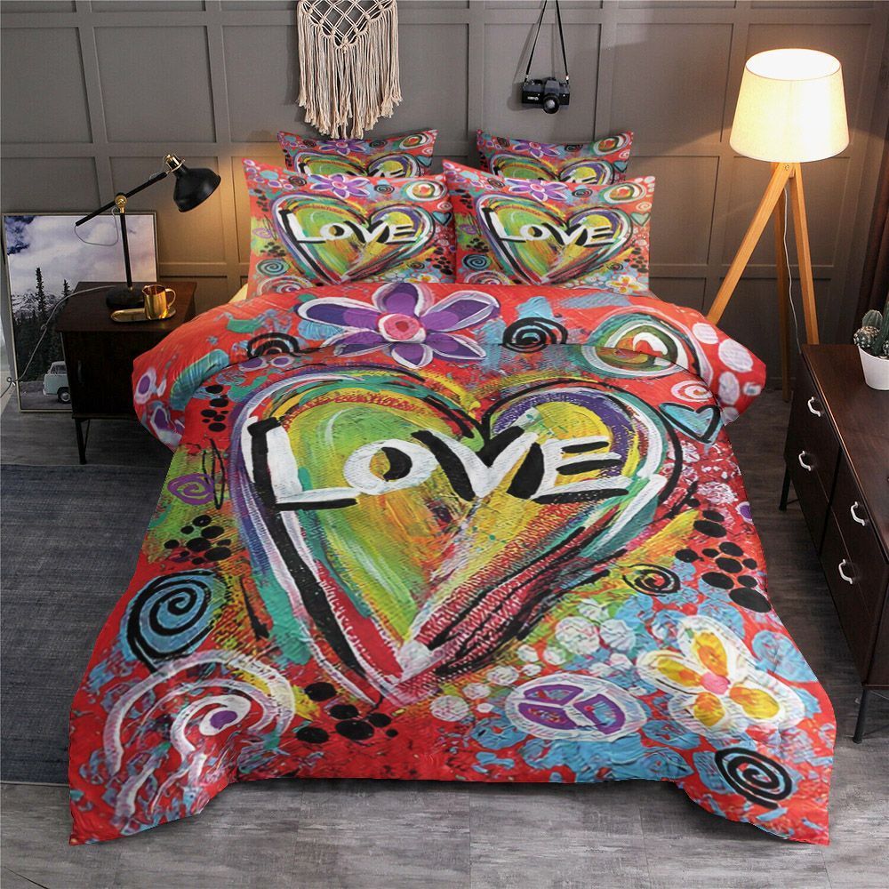Hippie Heart Love Bedding Set