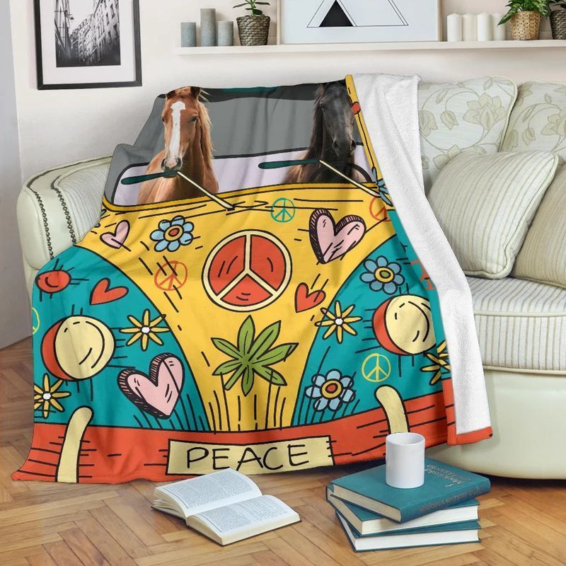 Hippie Horse Sherpa Fleece Blanket