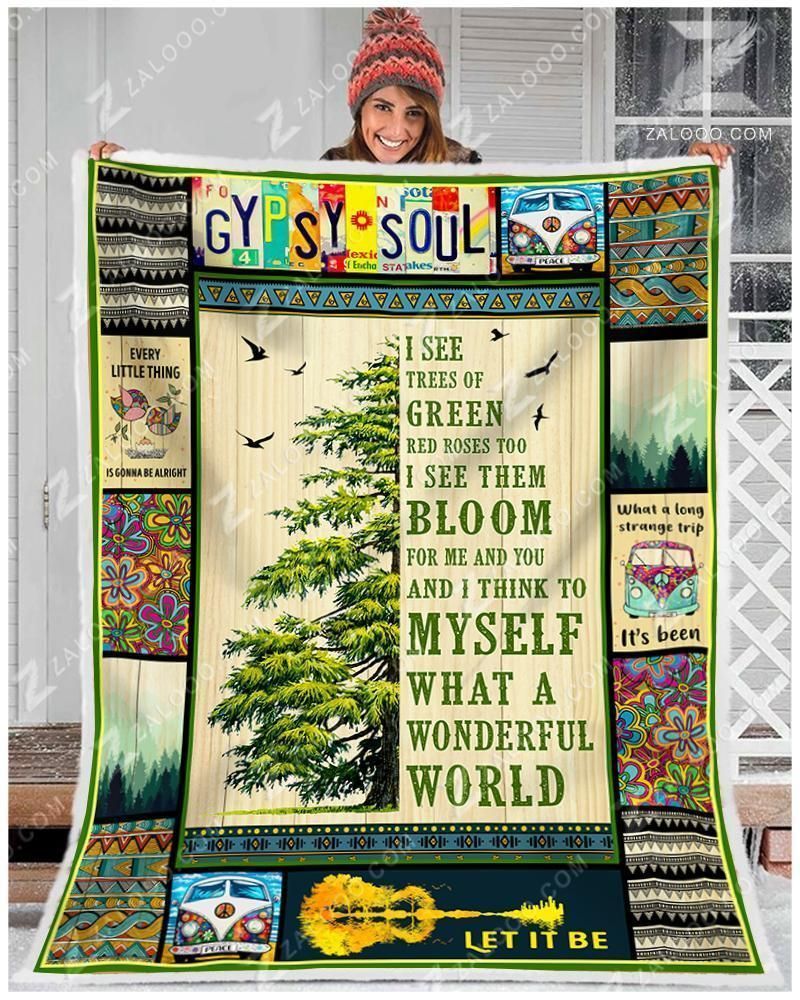 Hippie I See Sherpa Fleece Blanket