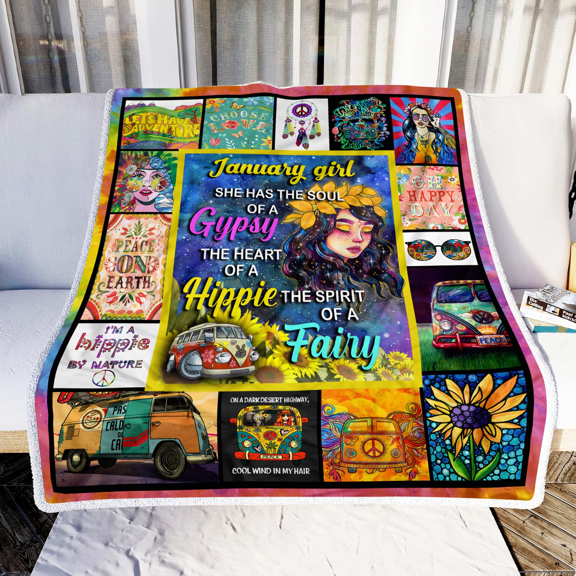 Hippie January Girl Fleece Blanket