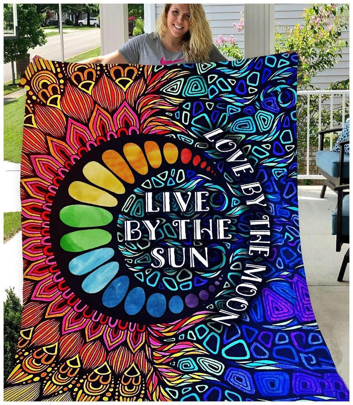 Hippie Live By The Sun Sherpa Fleece Blanket