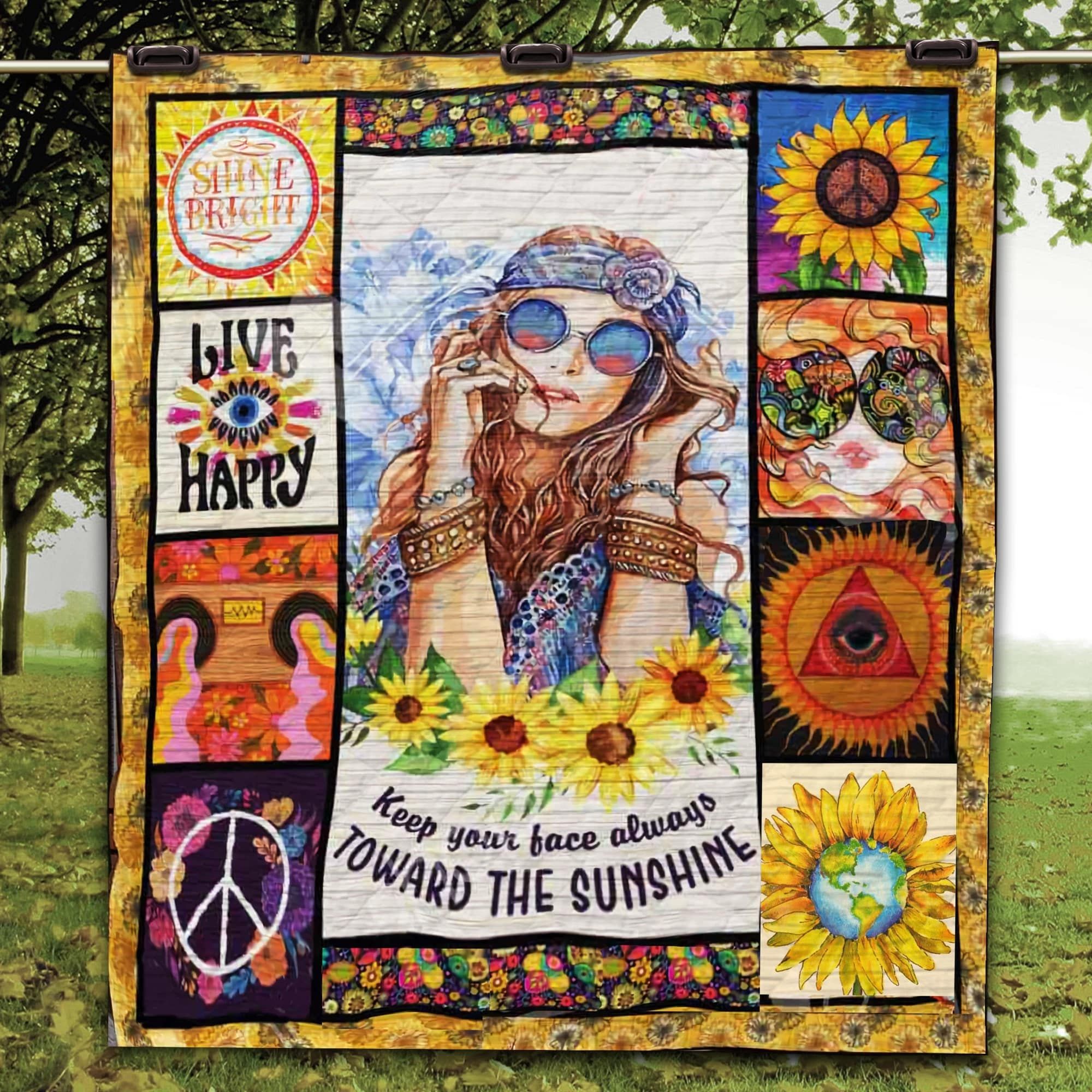 Hippie Live Happy Quilt Blanket DHC3112441TD