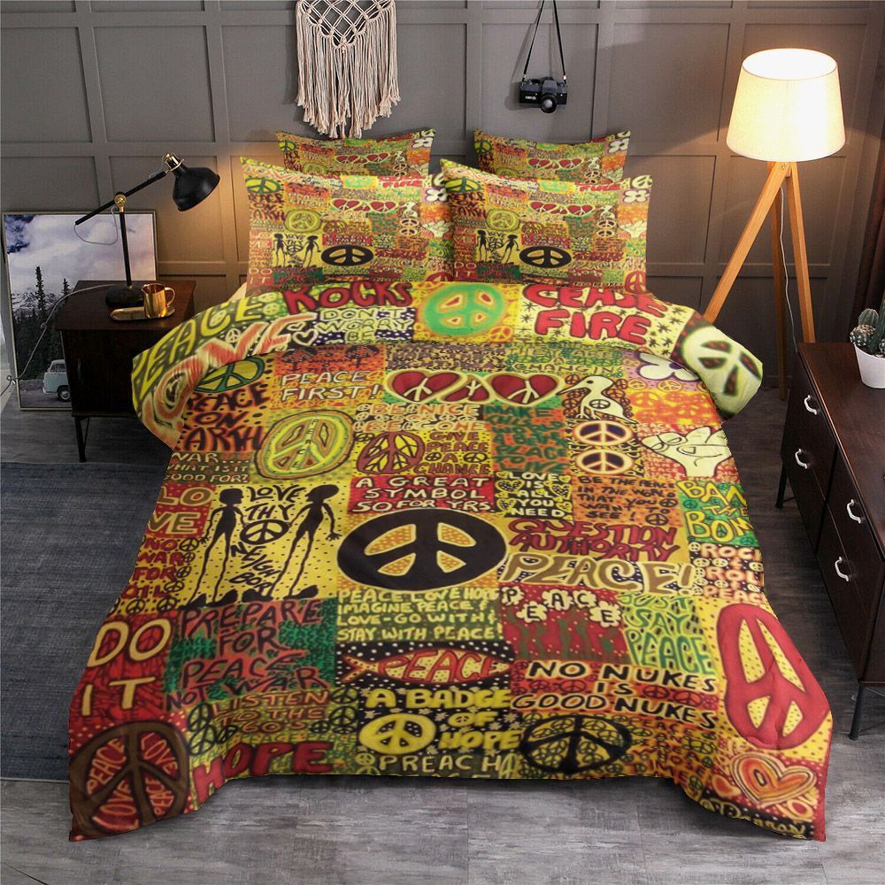 Hippie Love And Peace Bedding Set