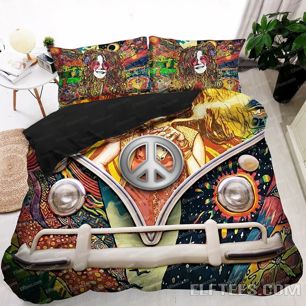 Hippie Love And Peace Van Bedding Set