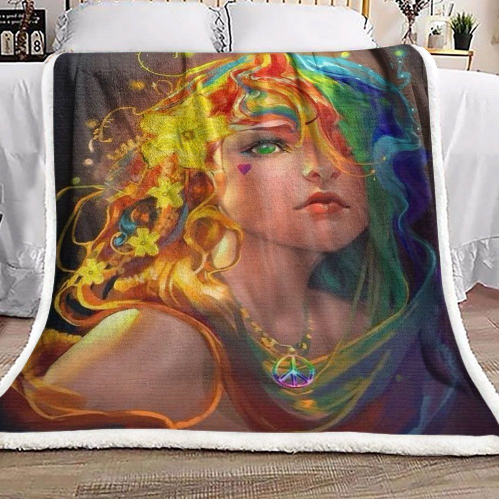 Hippie Love Sherpa Fleece Blanket
