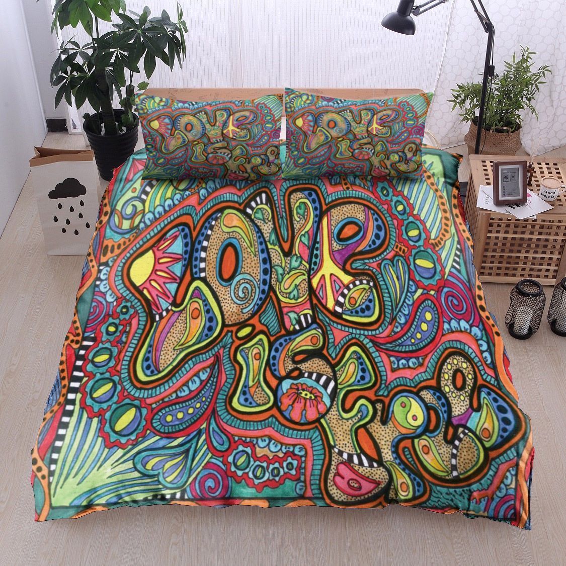 Hippie Love Is Free Bedding Set