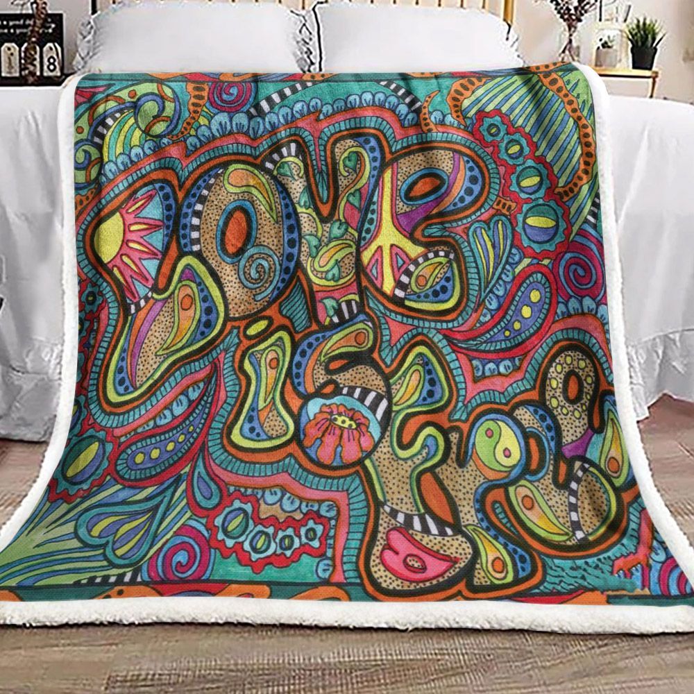 Hippie Love Is Free Sherpa Fleece Blanket