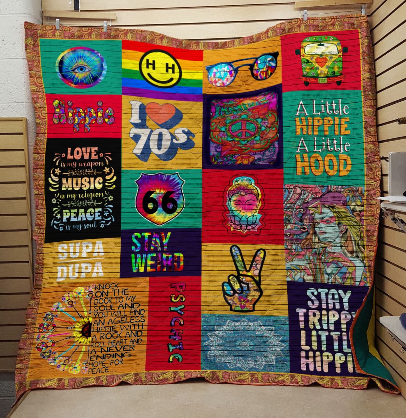Hippie Love Music Peace Quilt Blanket DHC31121793TD