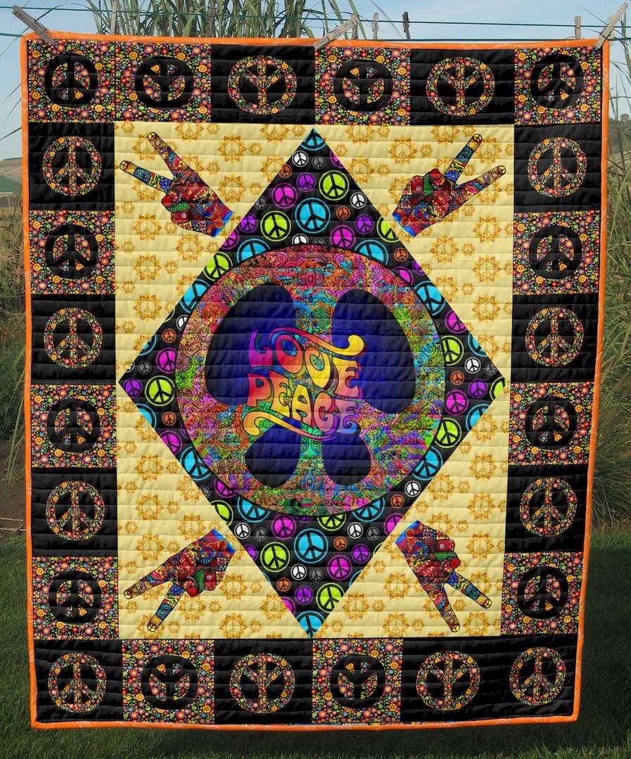 Hippie Love Peace CLT270635 Quilt Blanket