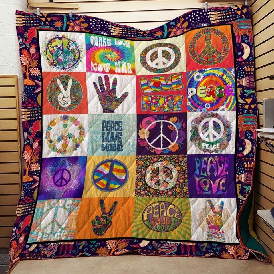 Hippie Make Love Not War 2011 Quilt Blanket Dhc03011363Dd
