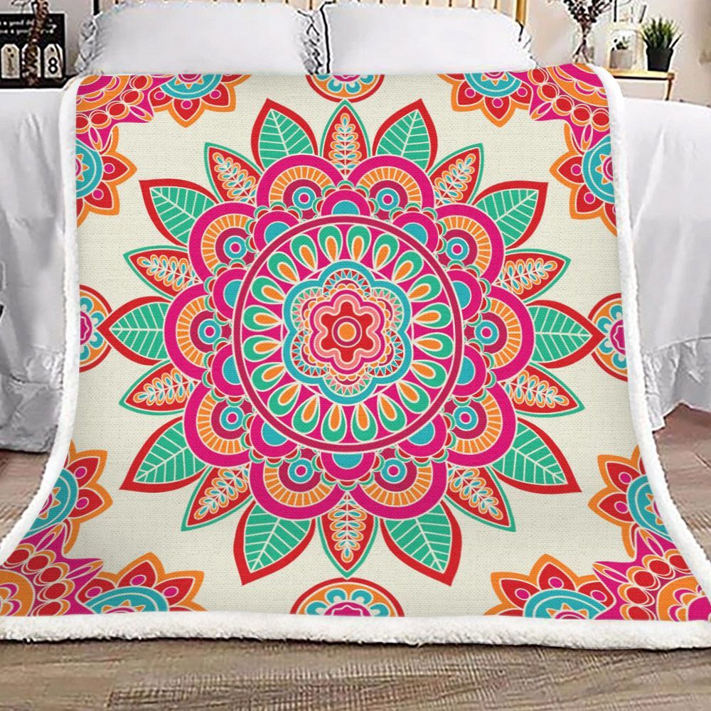 Hippie Mandala Sherpa Fleece Blanket
