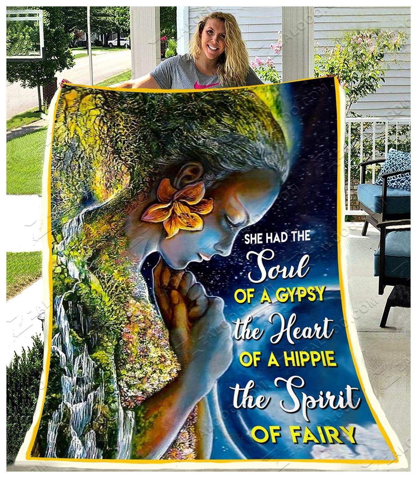 Hippie Mother Of Nature She Had Soul Of A Gypsy Sherpa Fleece Blanket