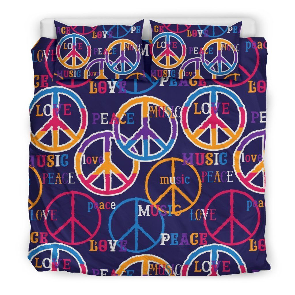 Hippie Music Van Peace Sign Bedding Set