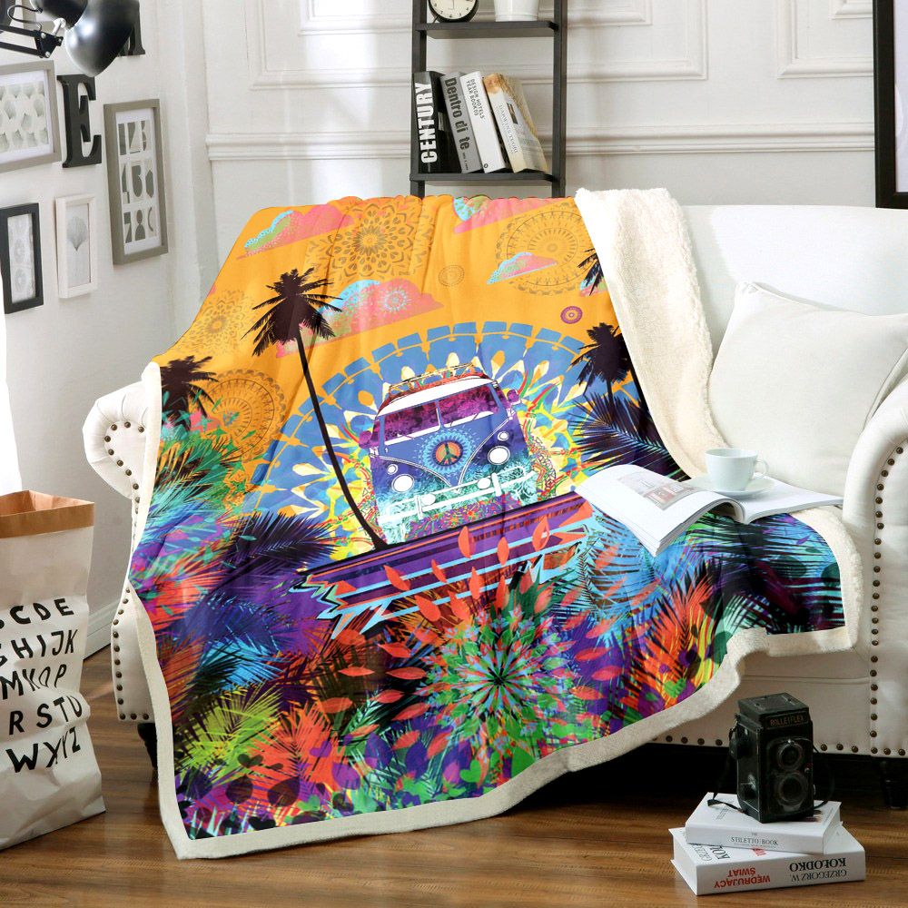 Hippie Sherpa Fleece Blanket
