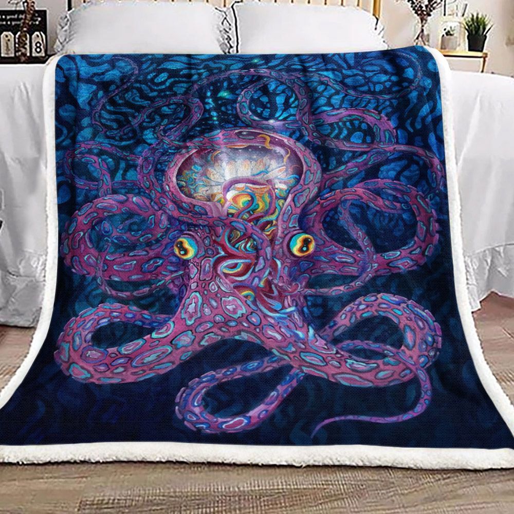 Hippie Octopus Sherpa Fleece Blanket