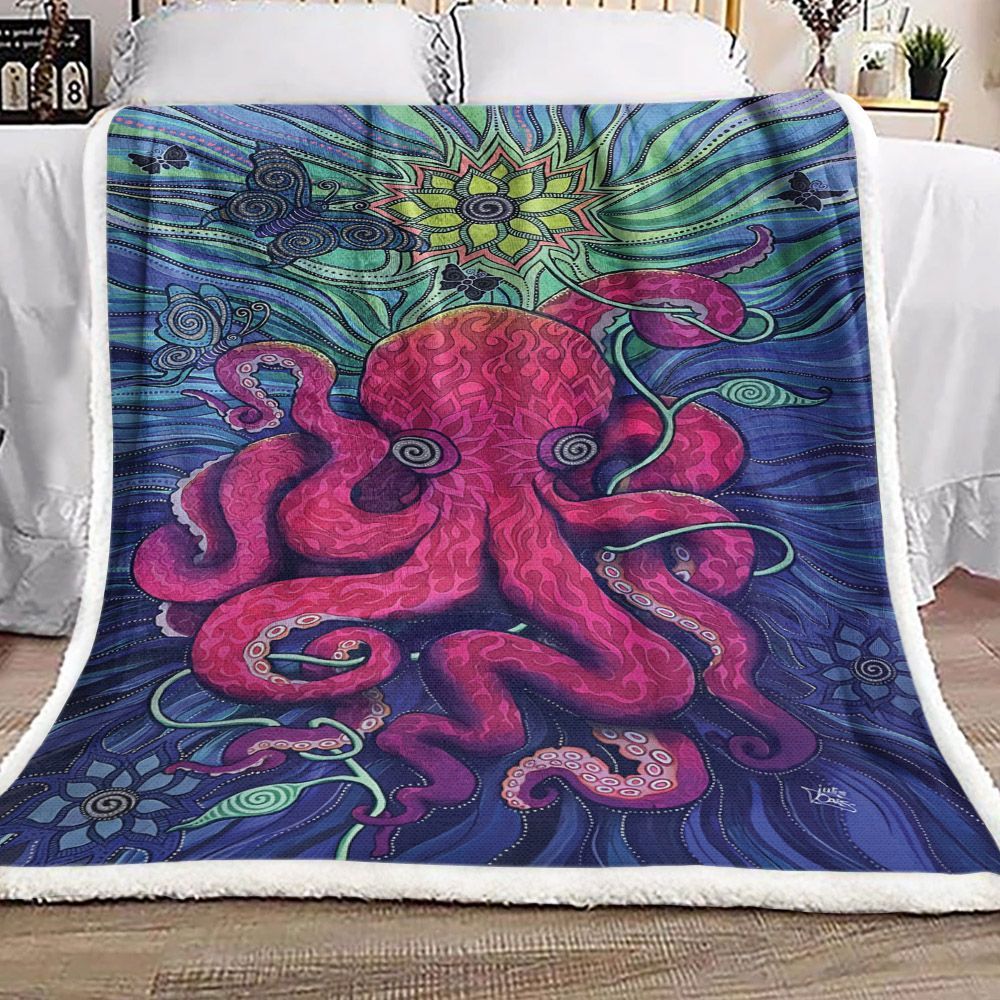 Hippie Octopus Sherpa Fleece Blanket