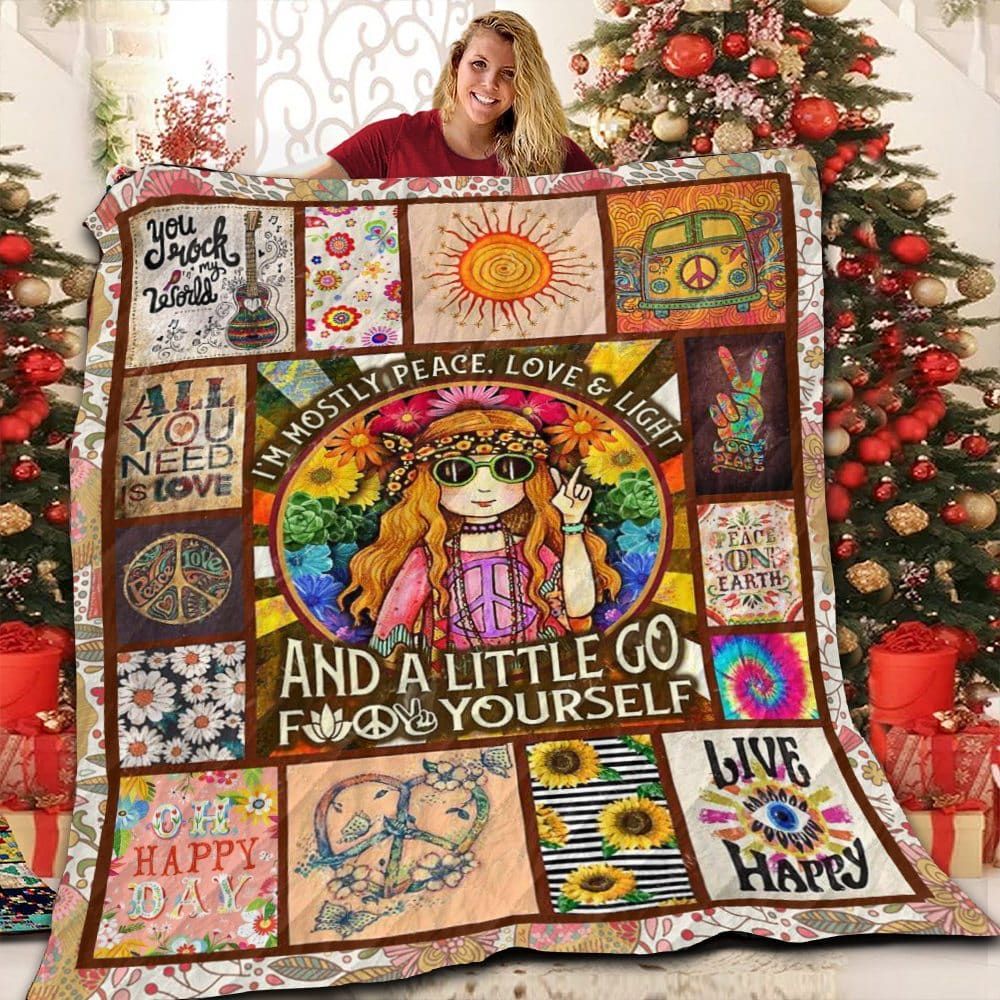 Hippie Oh Happy Day Quilt Blanket Christmas Christmas Gifts Merry Christmas Holiday Gifts Gift Dhc03011697Dd