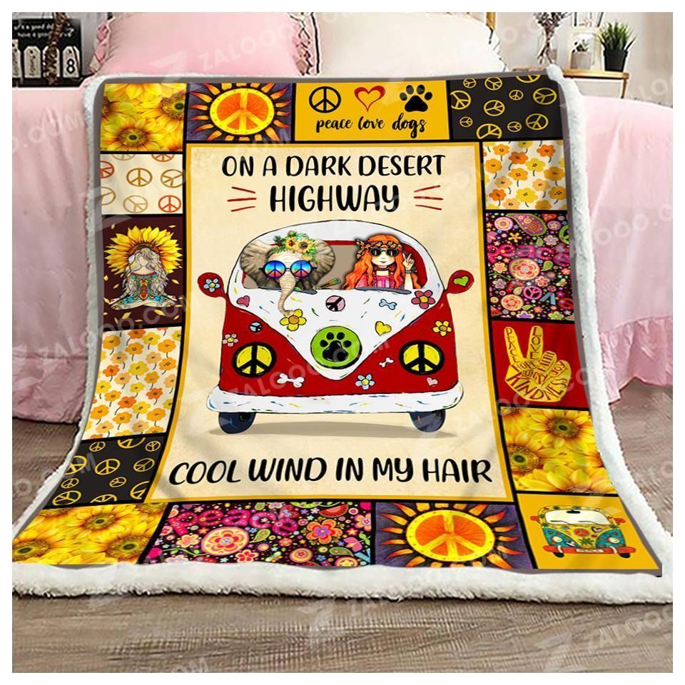 Hippie On A Dark Desert Highway Sherpa Fleece Blanket