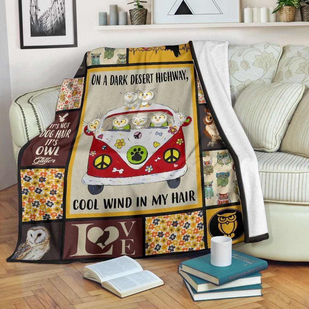 Hippie Owl Sherpa Fleece Blanket