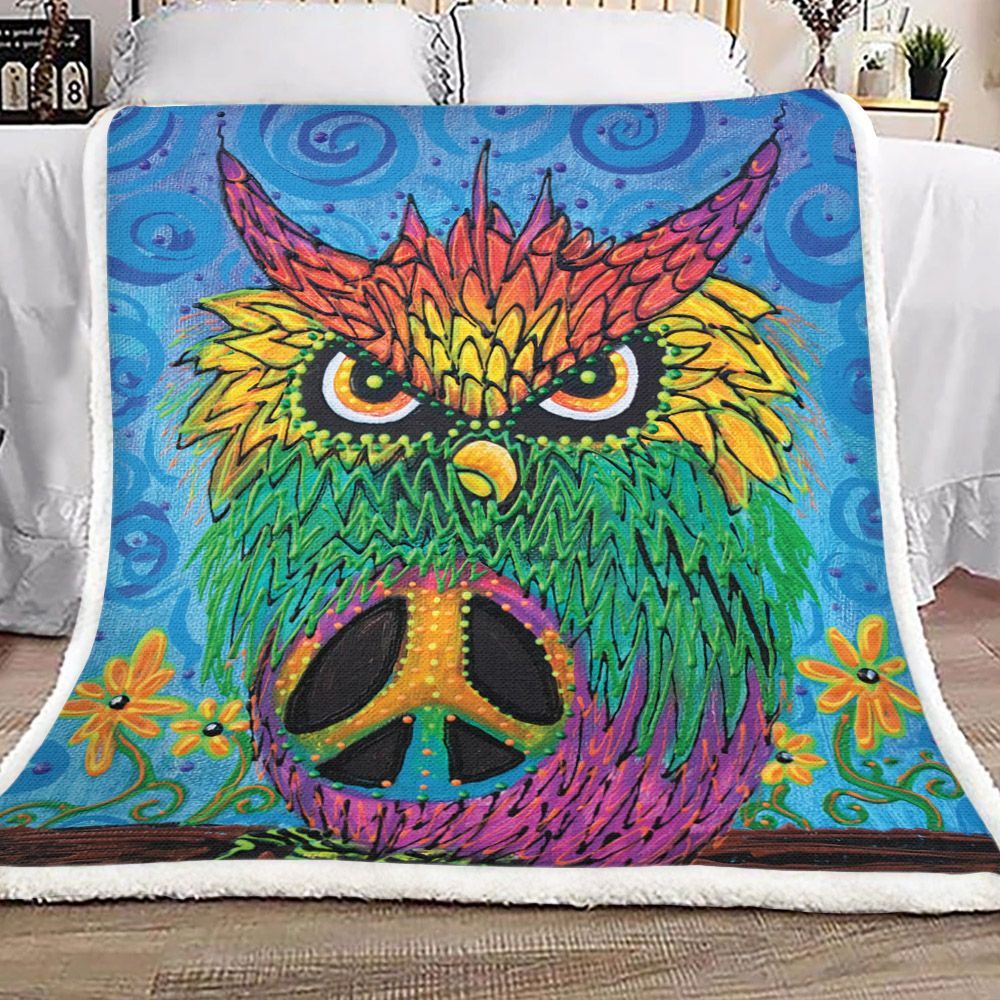 Hippie Owl Sherpa Fleece Blanket