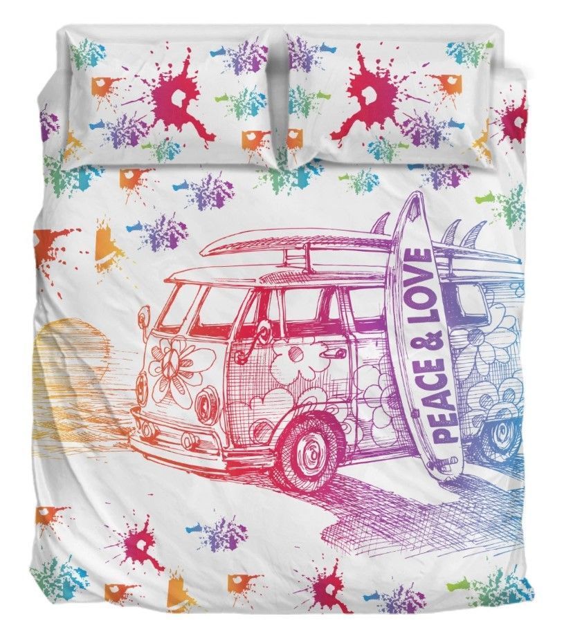 Hippie Peace And Love Bedding Set
