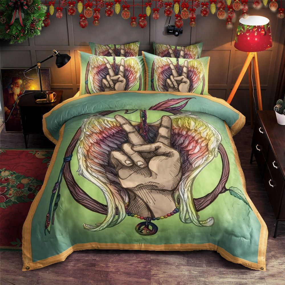 Hippie Peace And Love Bedding Set