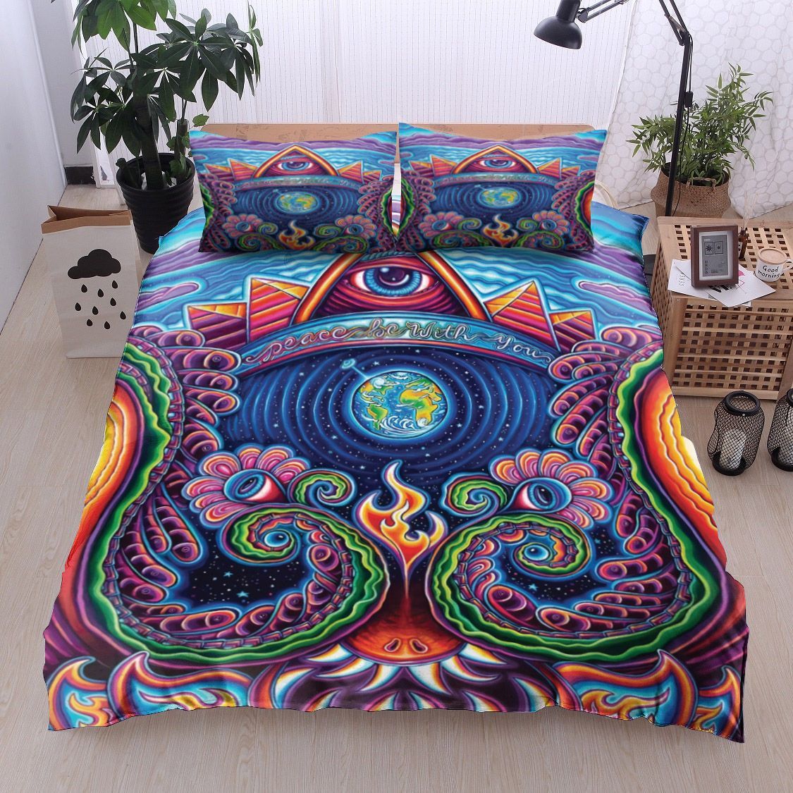 Hippie Peace Be With You Bedding Set