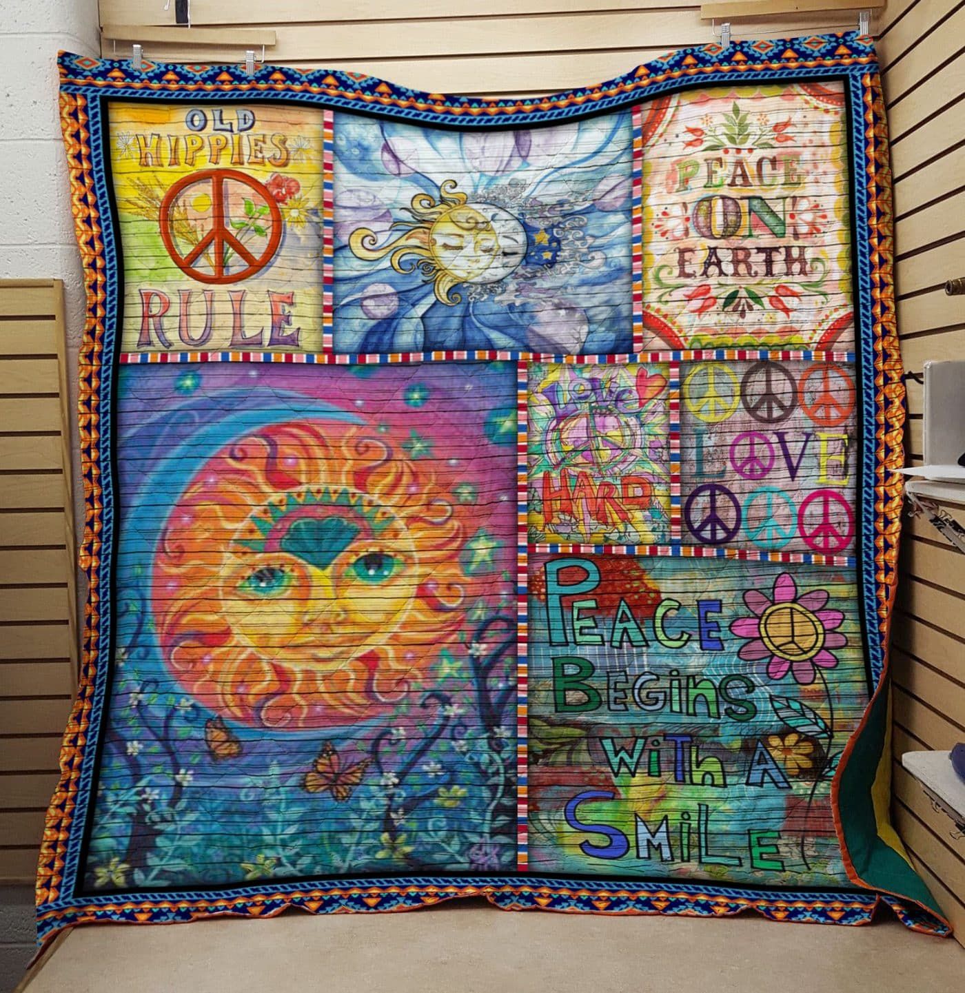 Hippie Peace Begins With A Smile Quilt Blanket Dhc04011476Dd