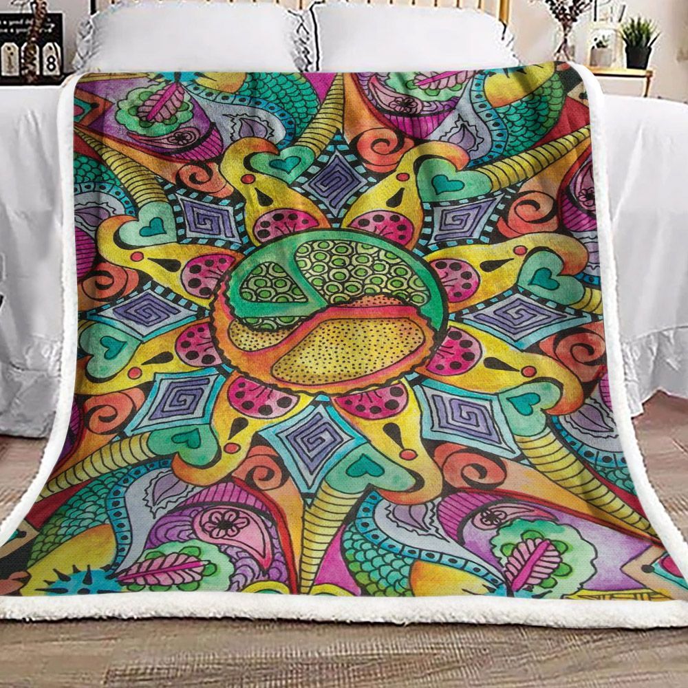 Hippie Peace Sherpa Fleece Blanket