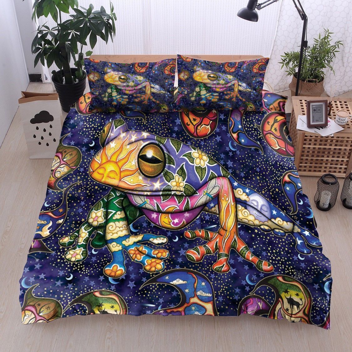 Hippie Peace Frog Bedding Set