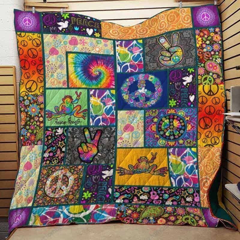 Hippie Peace Frog GS-CL-QD0611 Quilt Blanket