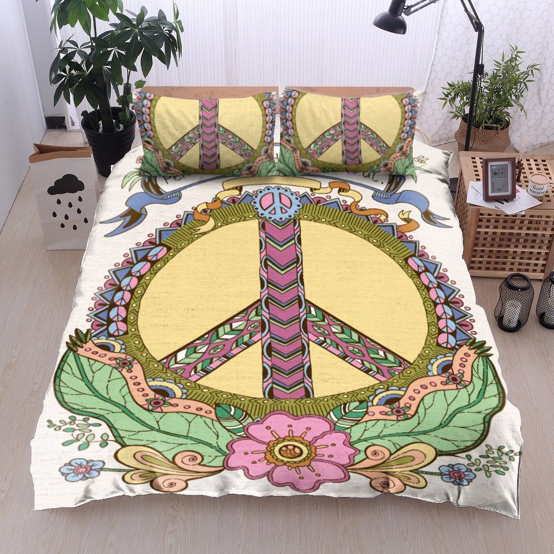 Hippie Peace Is Always Beautiful Bedding Set