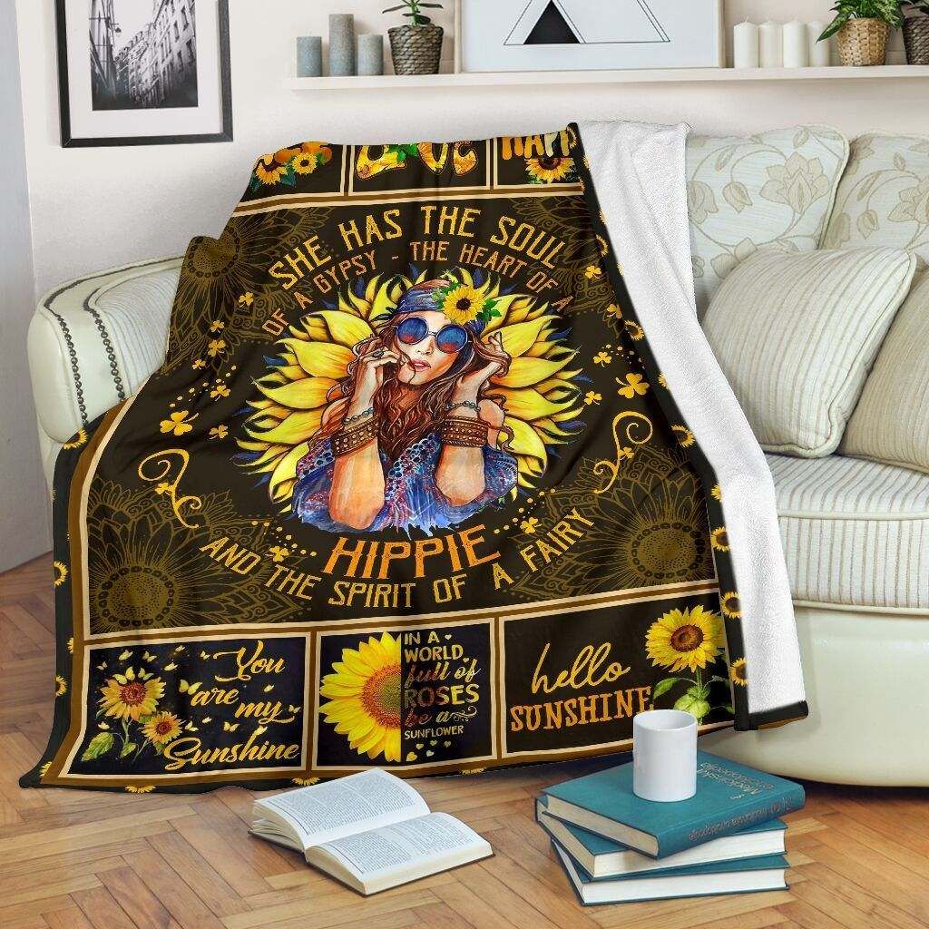 Hippie – Peace Love Happiness Fleece Blanket