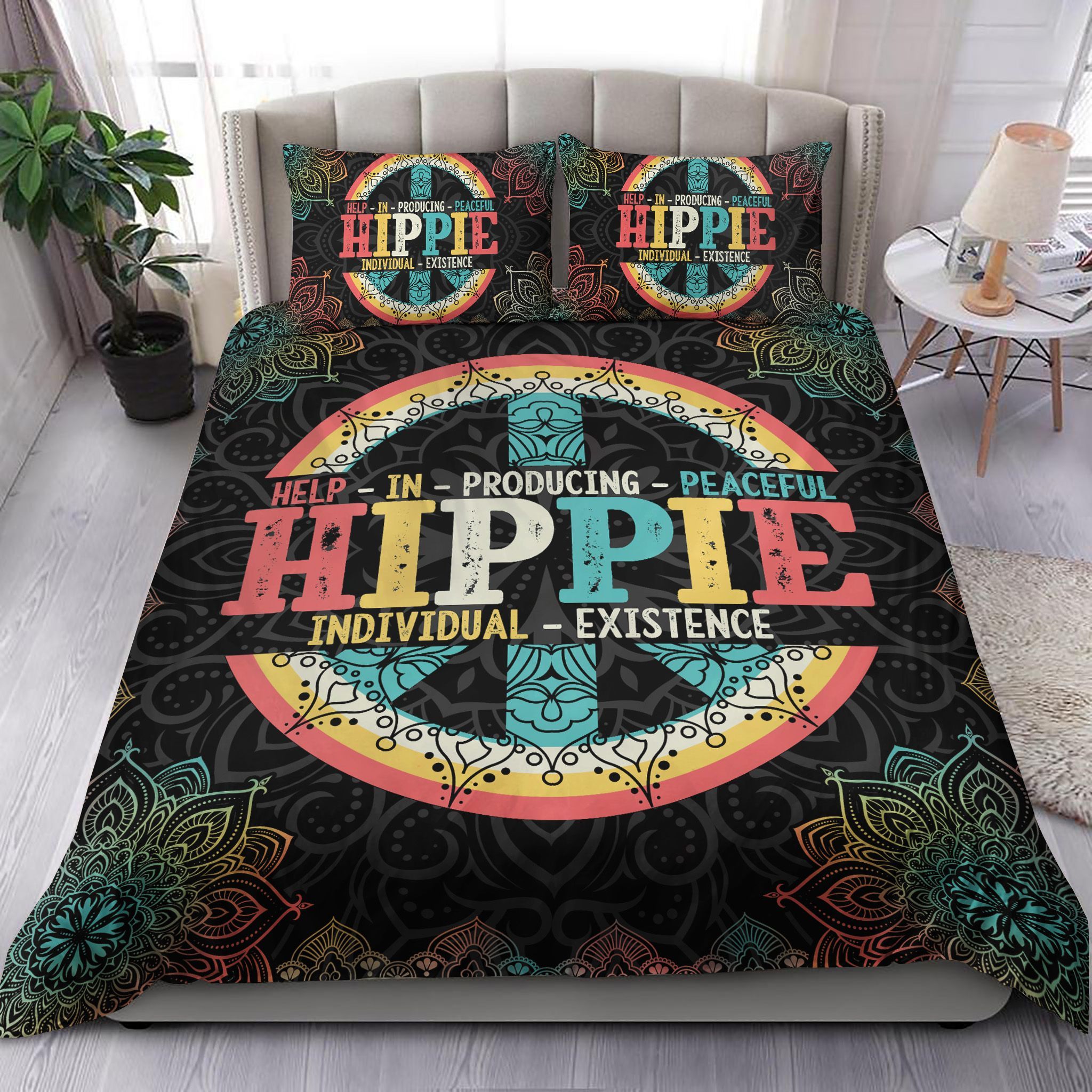 Hippie Peace Mandala Bedding Set