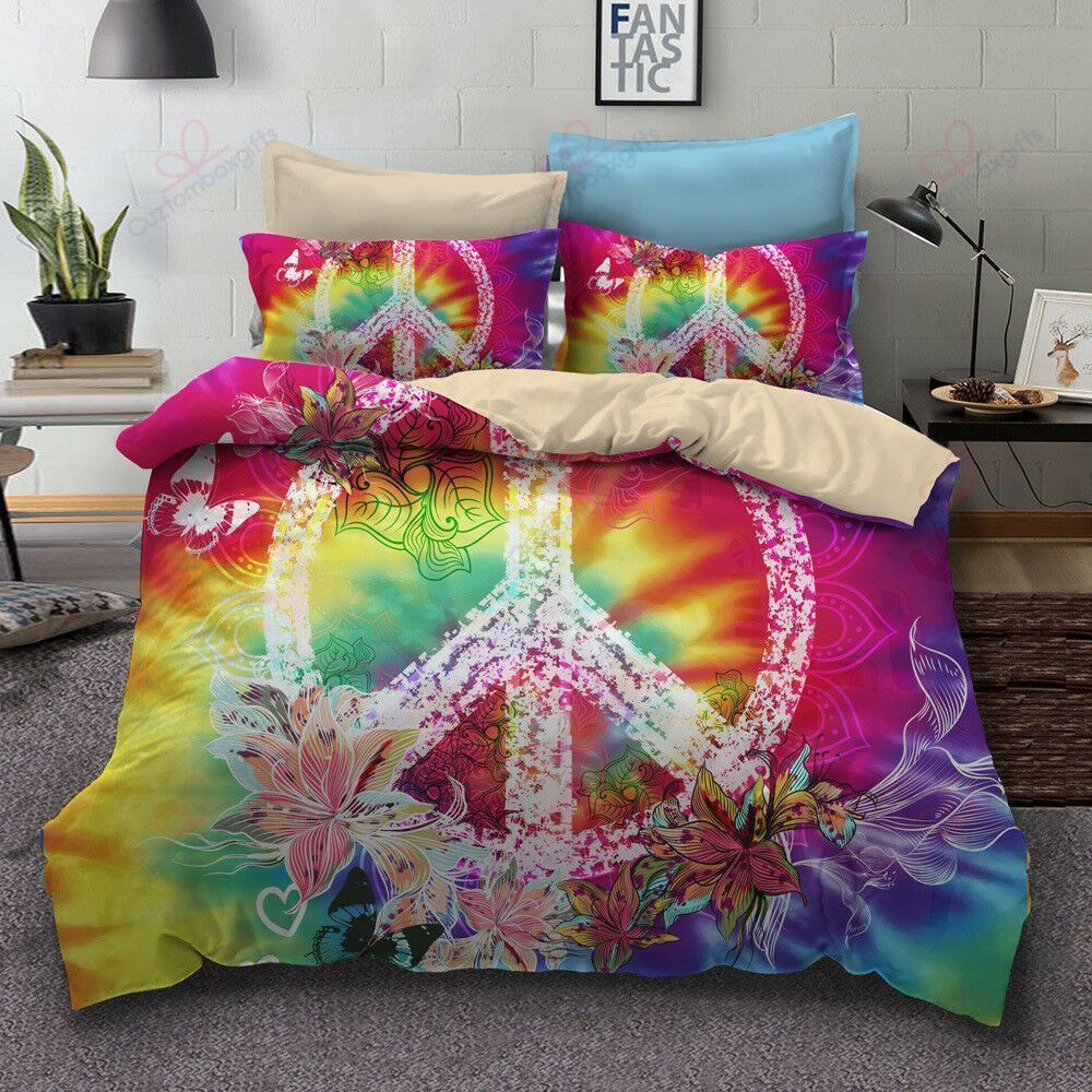 Hippie Peace Sign Bedding Set