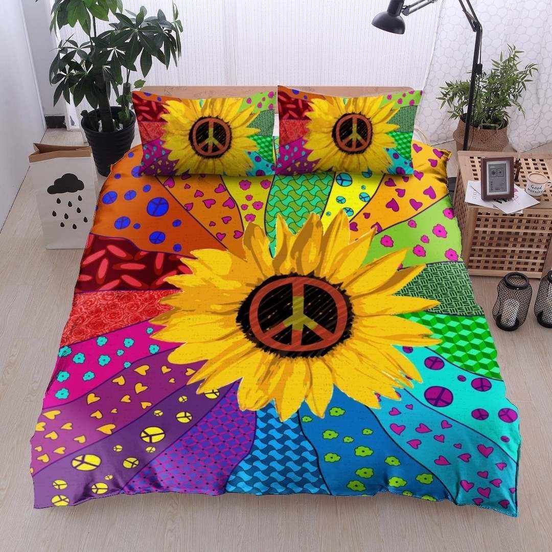 Hippie Peace Sunflower Bedding Set