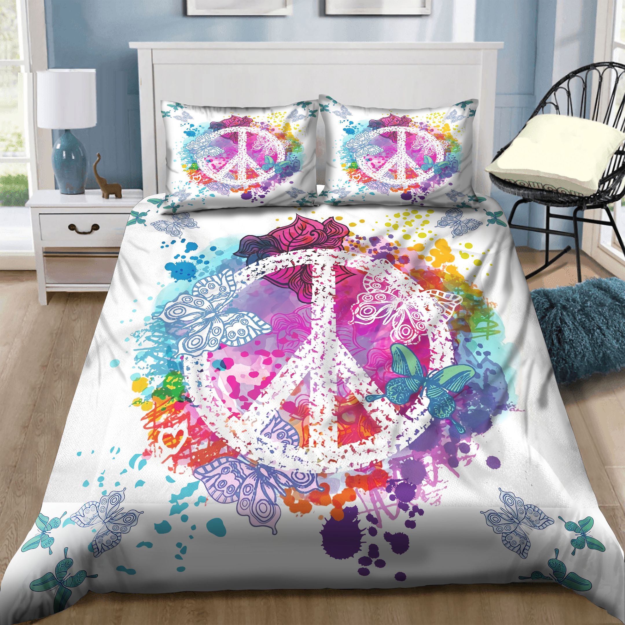 Hippie Peace Symbol Bedding Set
