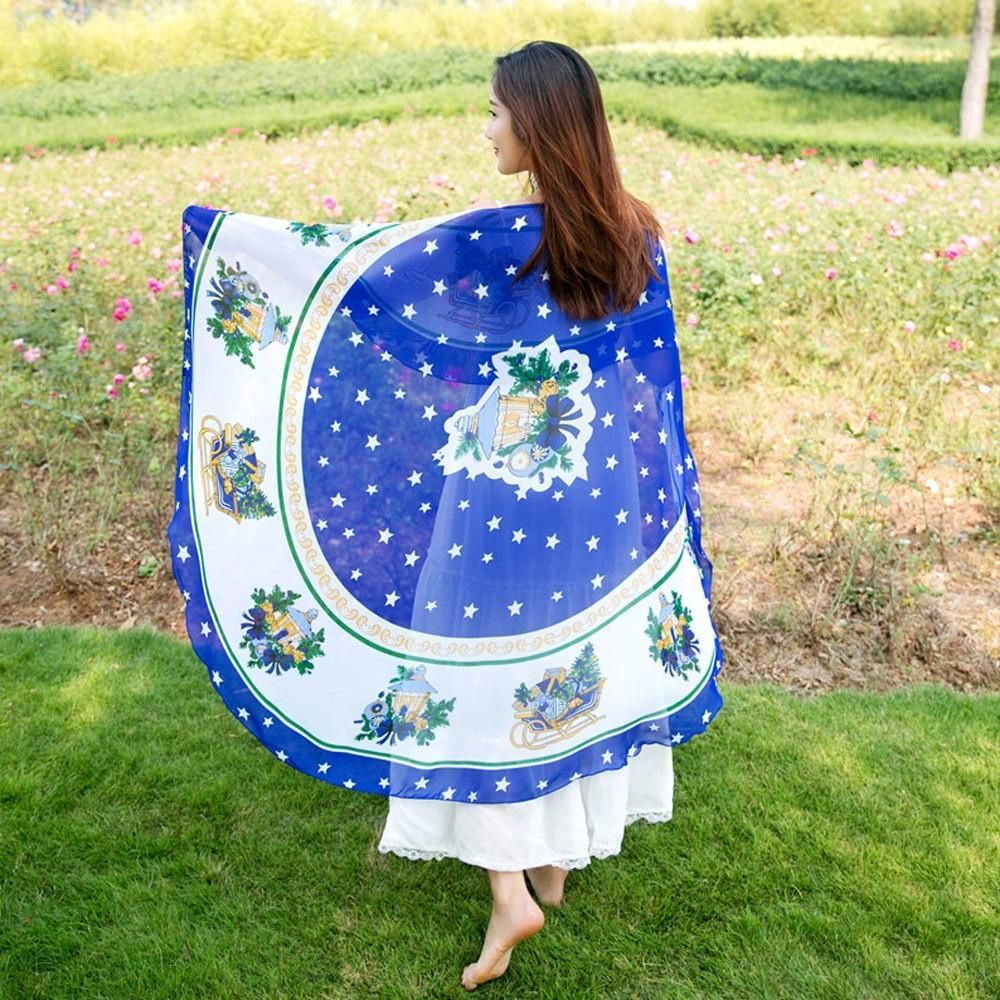 Hippie Picnic Blue Tropical Fruit Round Beach Towel