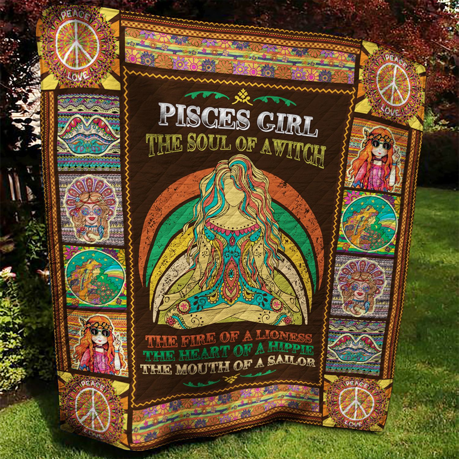 Hippie Pisces Girl Quilt Blanket AAA220708TA