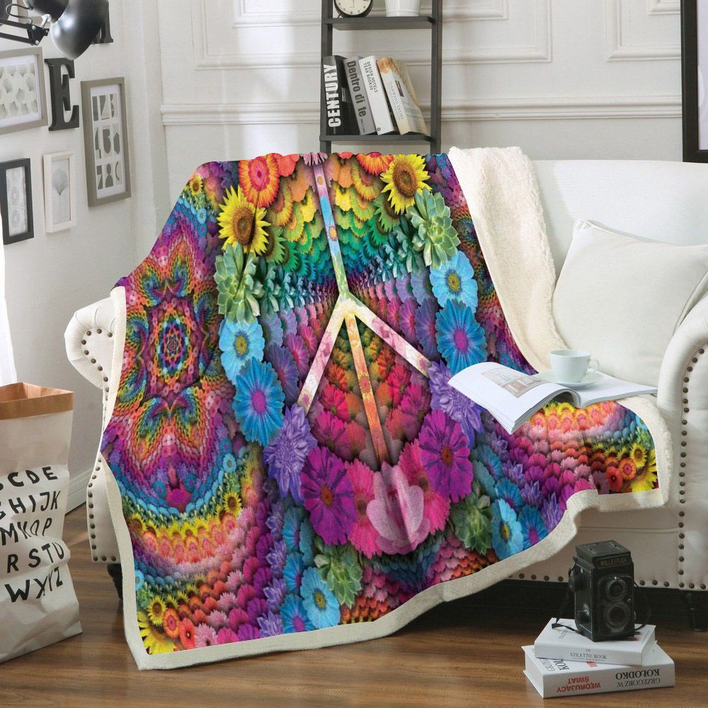 Hippie Psychedelic Spiritual Sherpa Fleece Blanket