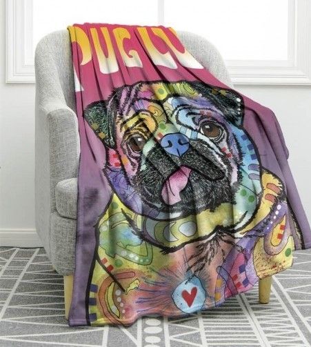 Hippie Pug Sherpa Fleece Blanket