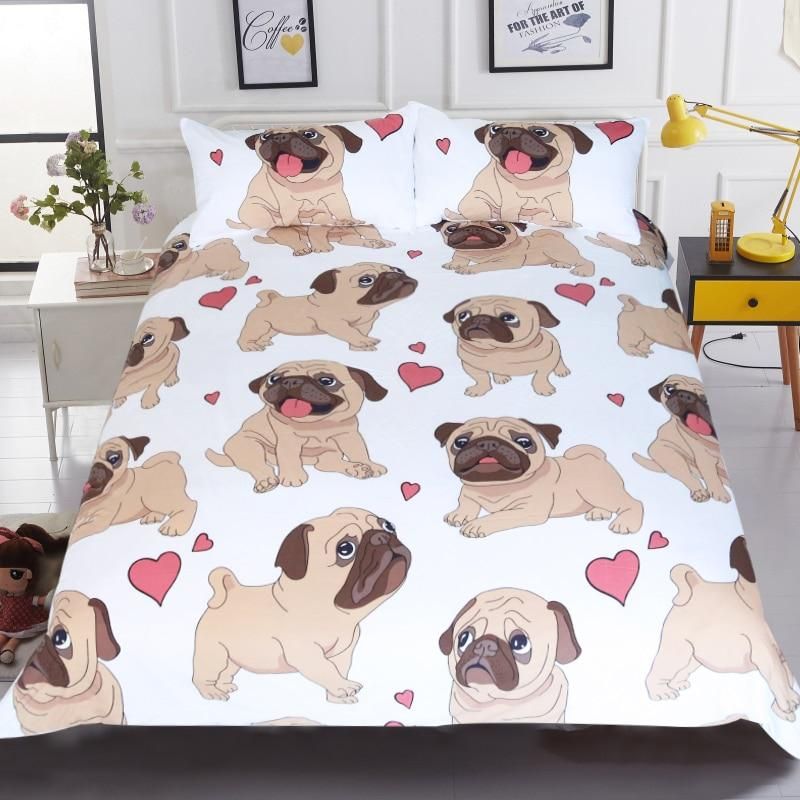 Hippie Pug In Love Bedding Set