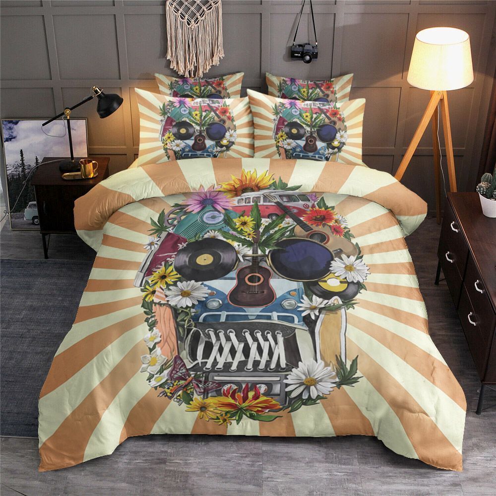 Hippie Retro Skull Bedding Set