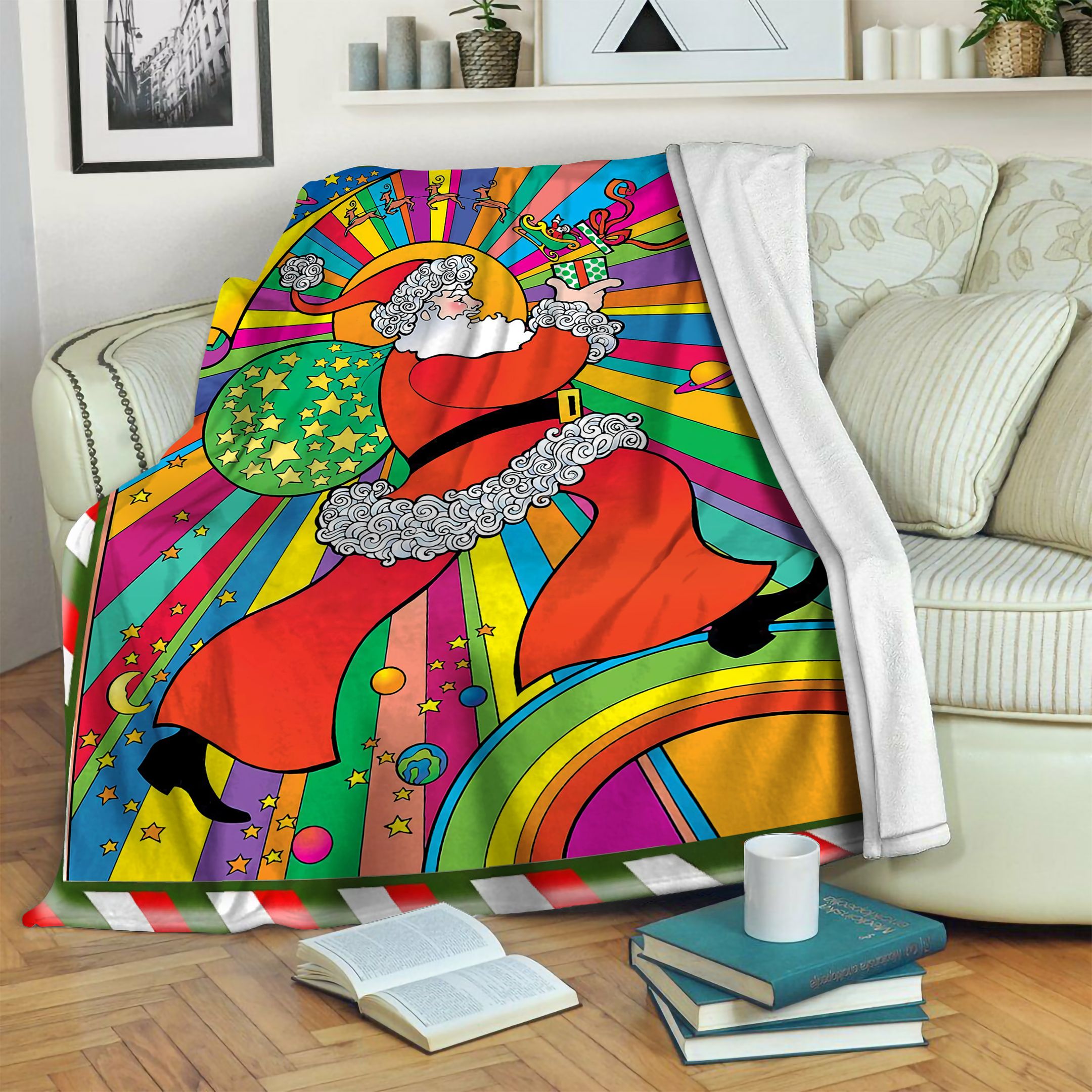 Hippie Santa Fleece Blanket