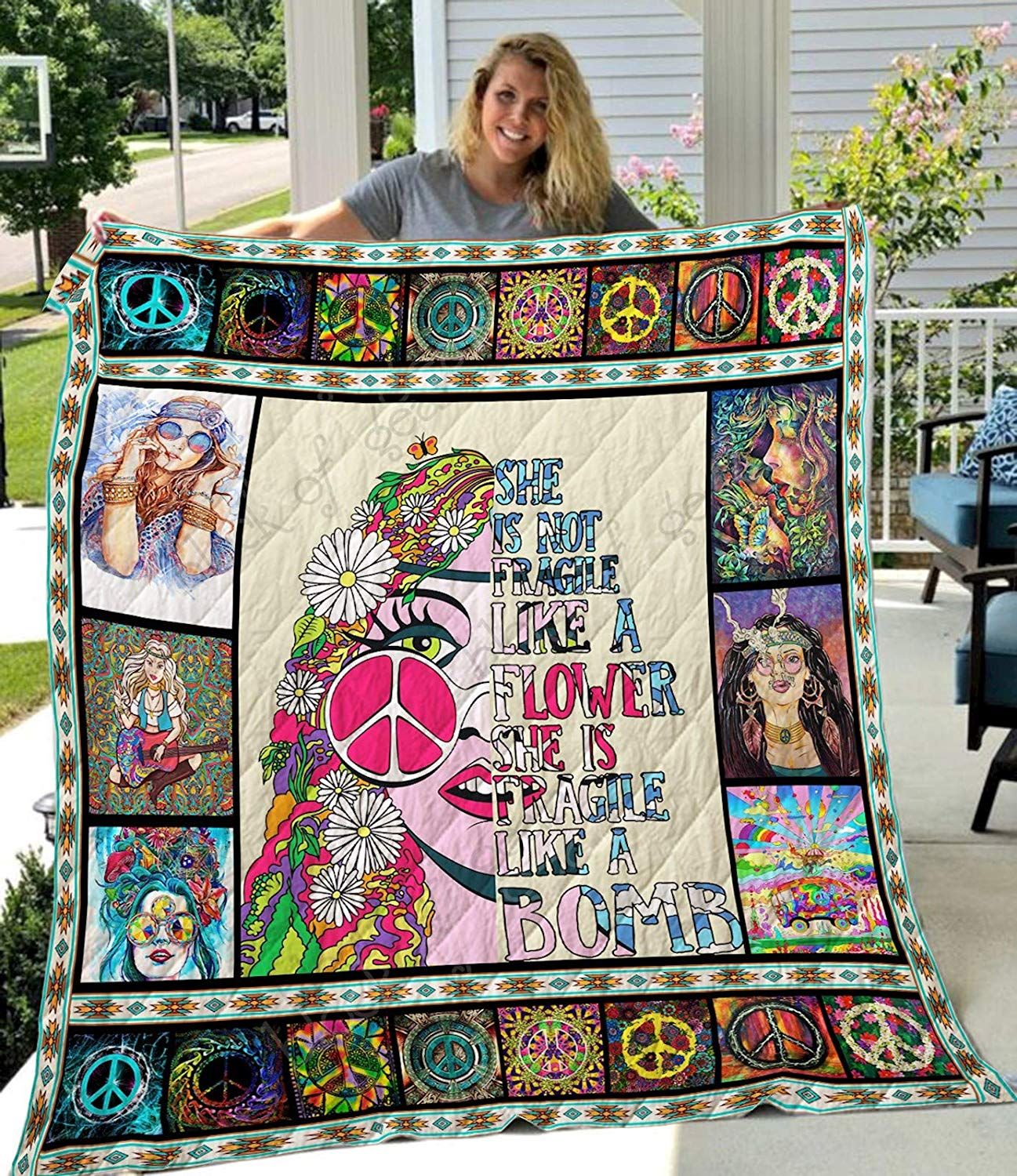 Hippie She Like A Flower Quilt Blanket DHC3112773TD