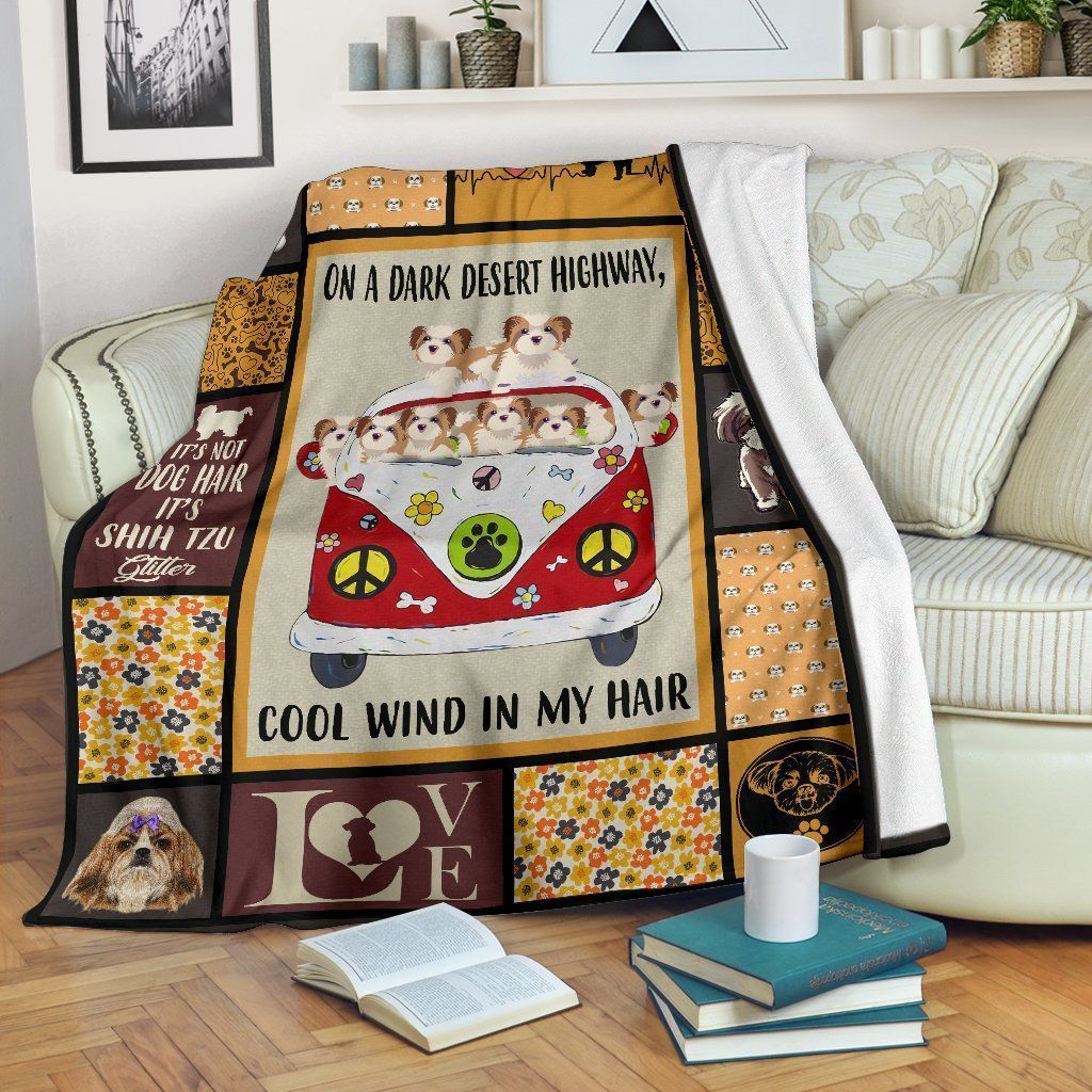Hippie Shih Tzu Cool Wind Sherpa Fleece Blanket