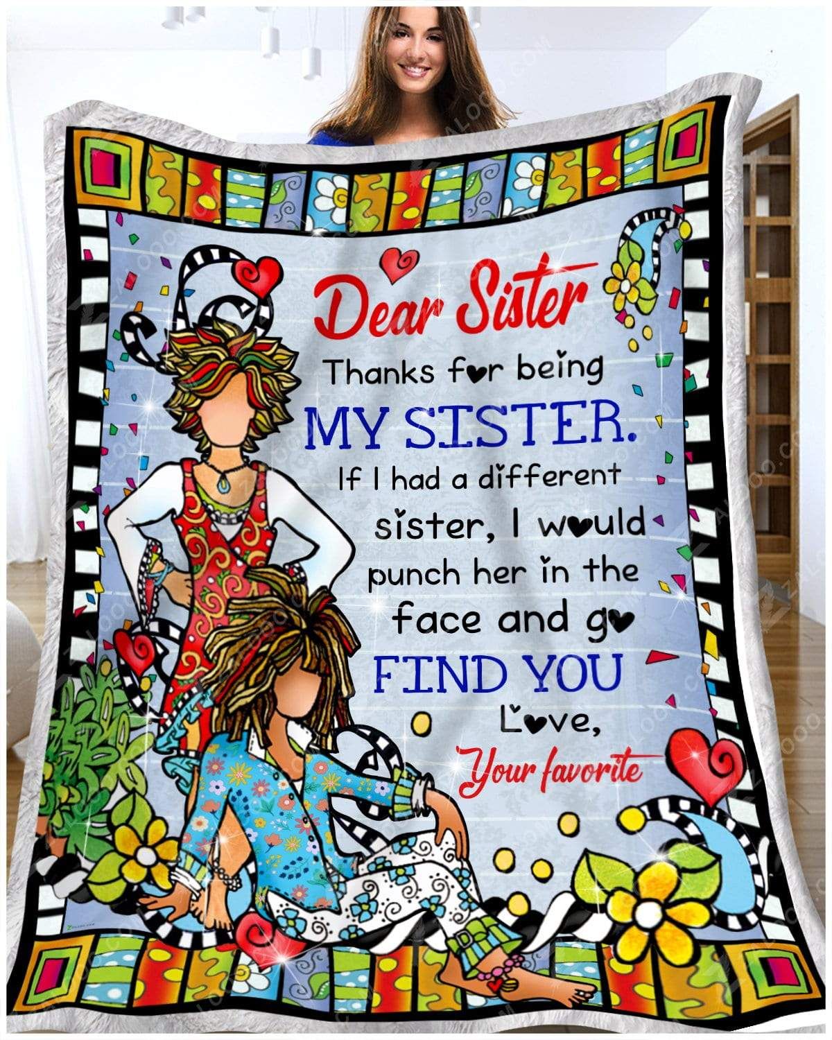 Hippie Sister Fleece Blanket